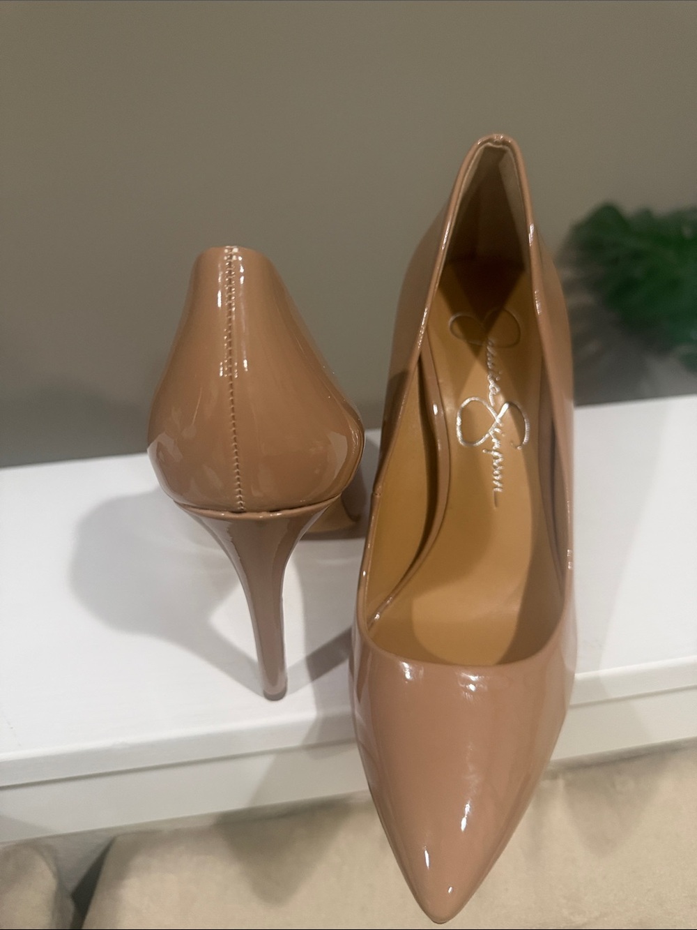 Jessica Simpson Nude Patent Pointed Toe Pumps - Blush Patent - Picture 2 of 4